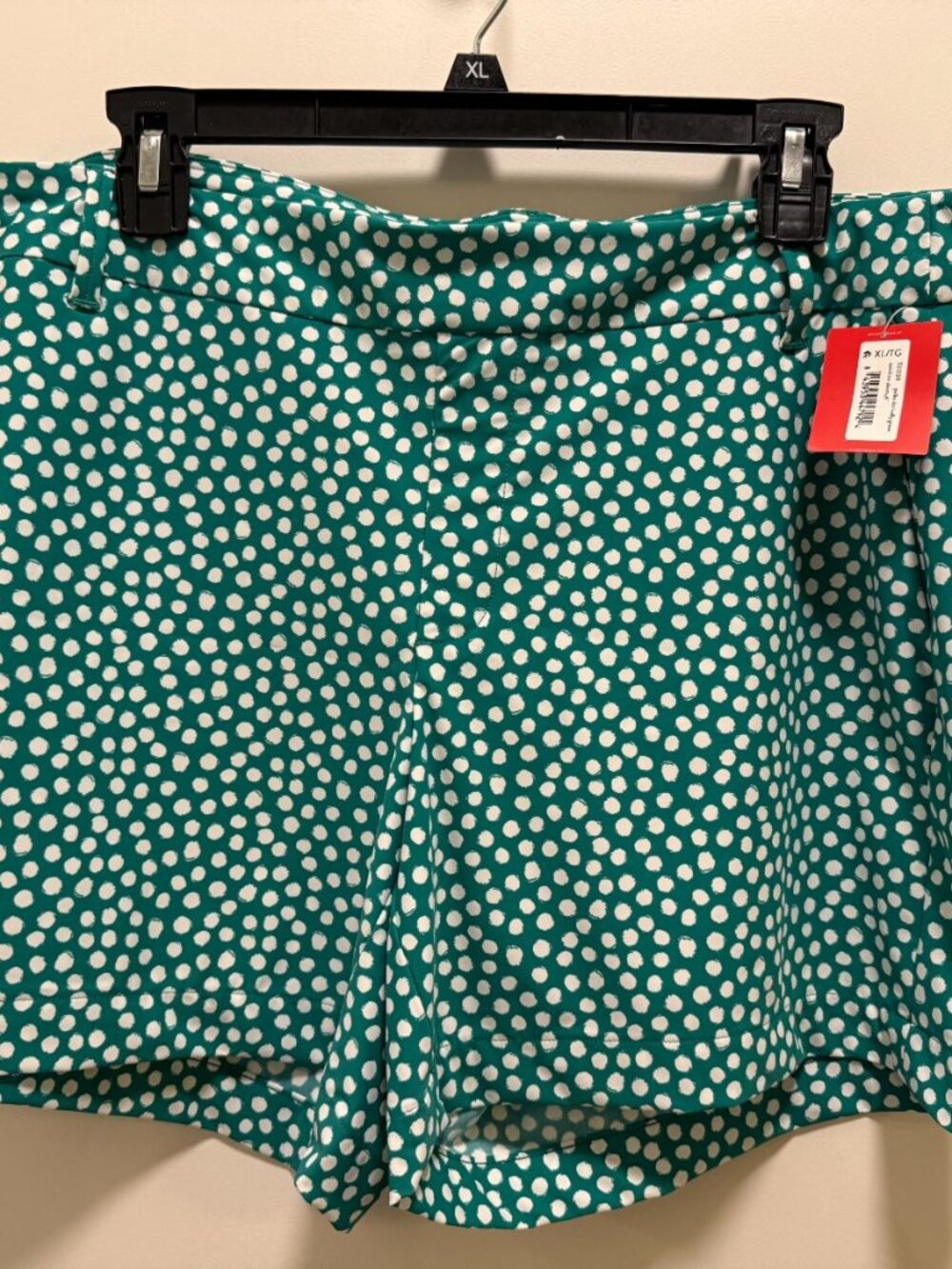 SPANX Green White Polka Dot Chino Shorts NWT Sz‎ XL